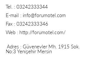Forum Suite Otel iletiim bilgileri